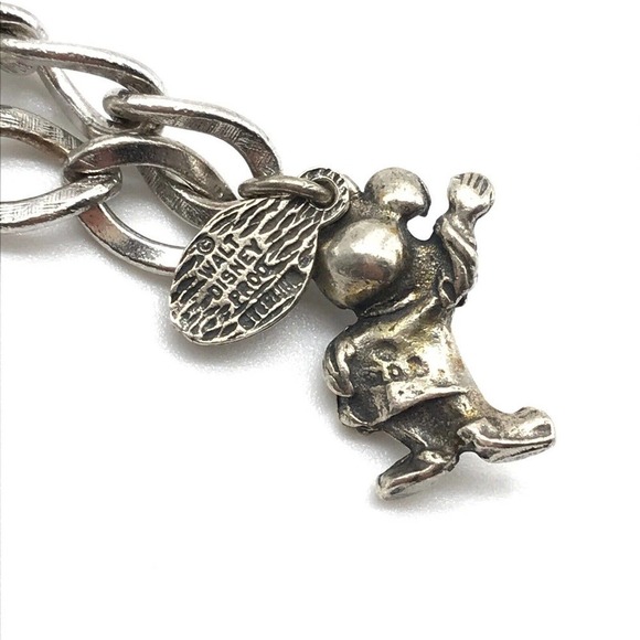 Disney Vintage 925 Sterling Silver Mickey Goofy Enamel Charm Bracelet - Picture 4 of 9